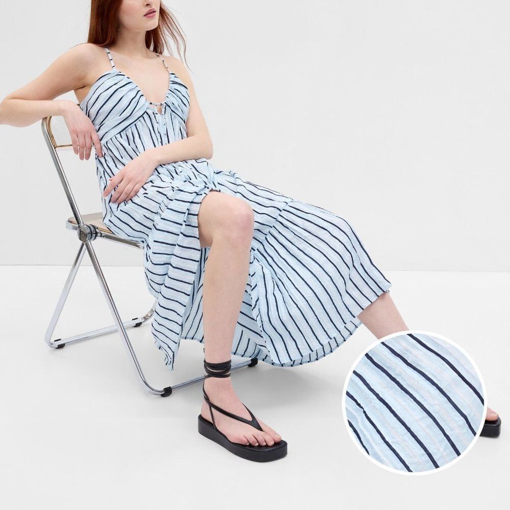 GAP Women's Tie-Front Ruffle Hem Maxi Dress - Picture 1 of 2